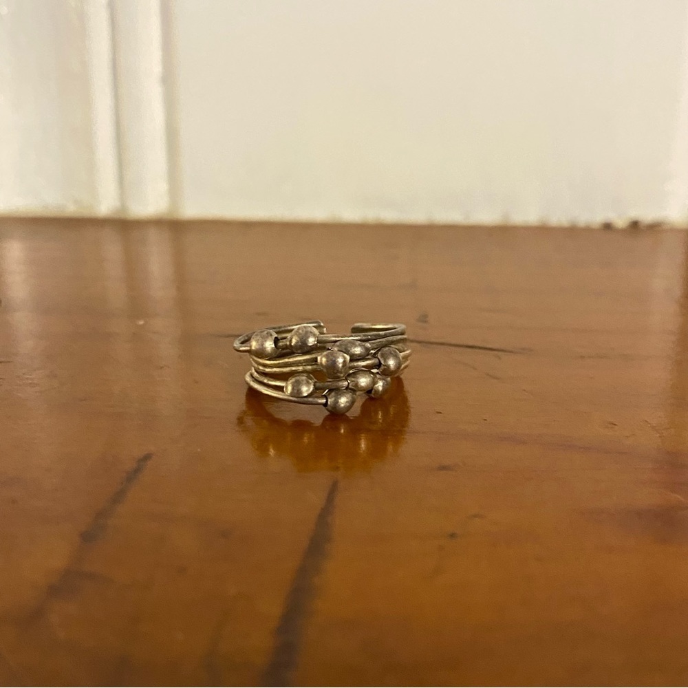 VTG Sterling Silver 925 Stacked Moveable Ball Ring - Fidget Ring - Adjustable